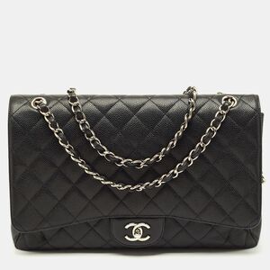 Chanel Classic Single Flap Maxi Black Quilted Caviar Leather Bag